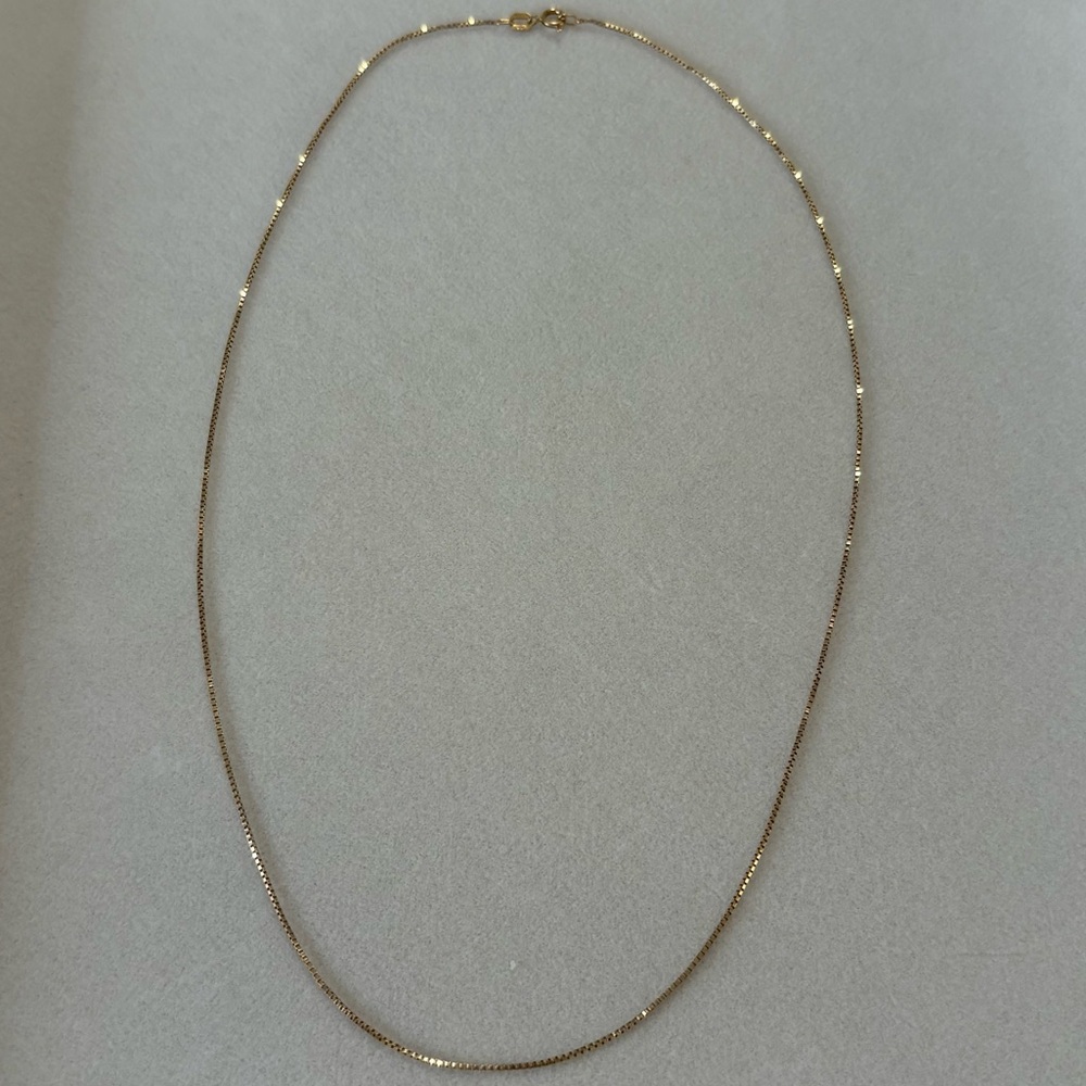 14k Solid Gold Box Chain Necklace 585 Italy Yellow Gold 16.25” Unisex Chain